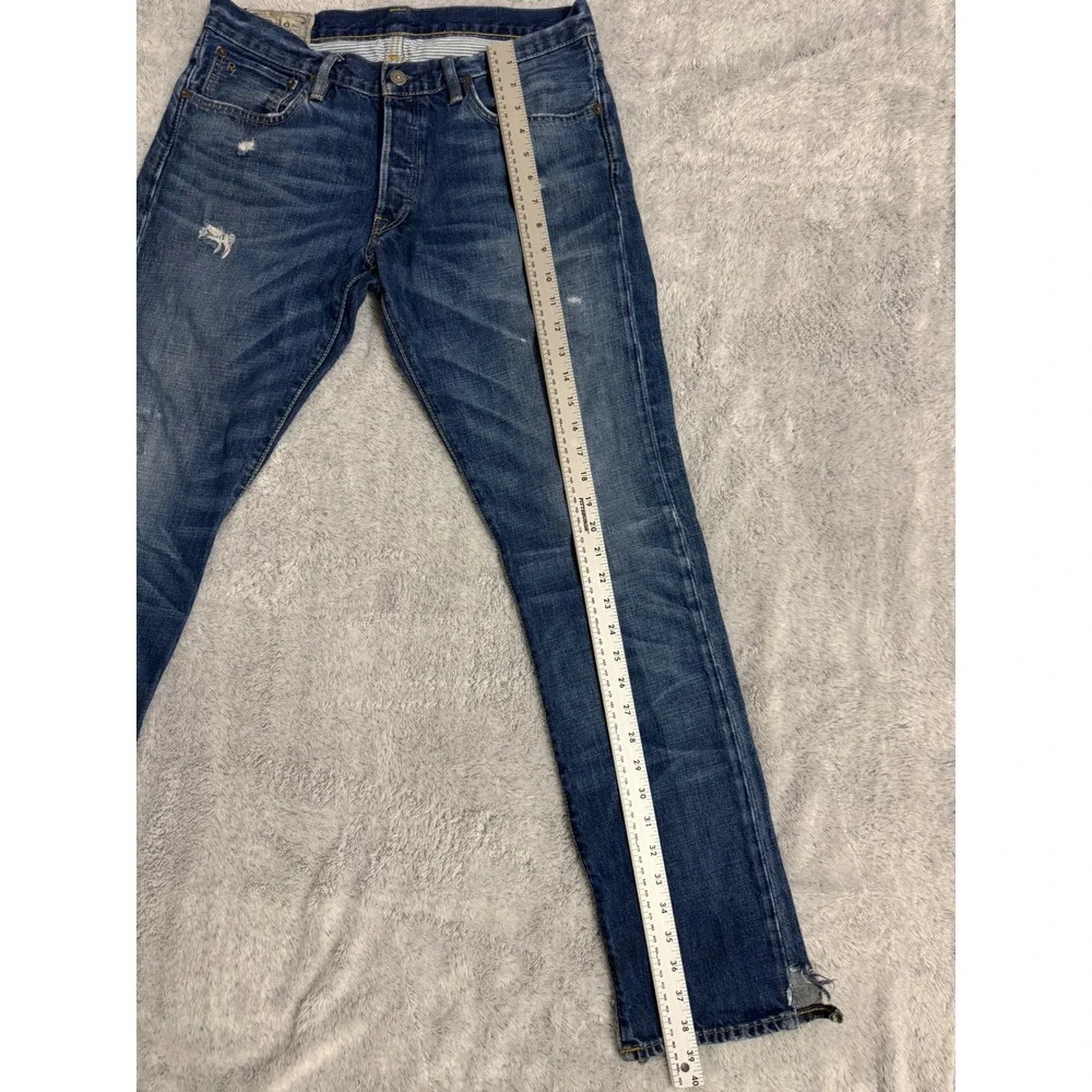 Polo Ralph Lauren Sullivan Slim Mens 32x32 Distressed Straight Leg Jeans Patch